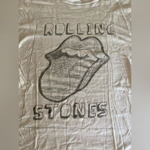 the Rolling Stones Beige Tee with Faded Black Logo